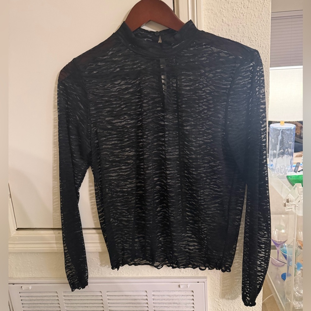 NWOT Sheer Tiger Stripe Long Sleeve Top